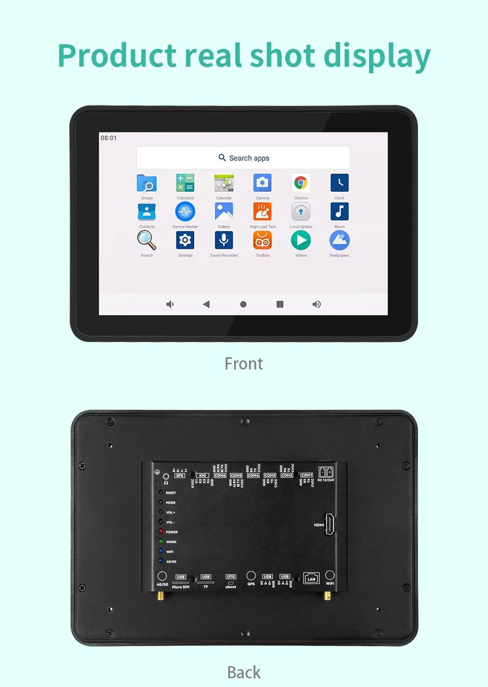 IXHUB Project Industrial Plastic Shell Lcd Monitor 7 10.1 Inch Fully Enclosed HD-MI Capacitive Touchscreen HMI monitor display